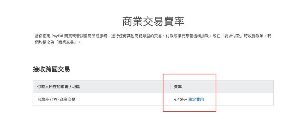 國外常用金流 PayPal交易費用